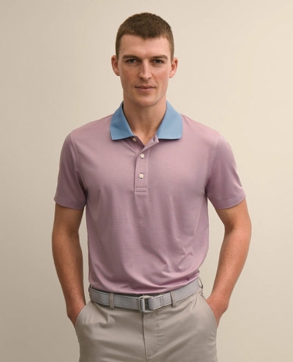Performance Series Micro Stripe Jersey Polo Shirt, image 1
