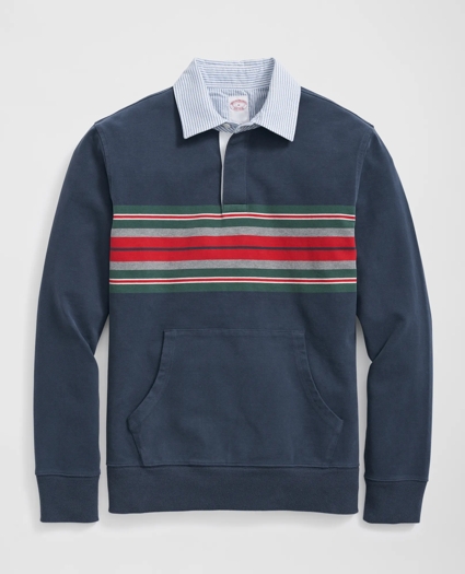 Rugby Shirt with Kangaroo Pocket in Garment-Washed Cotton, image 1