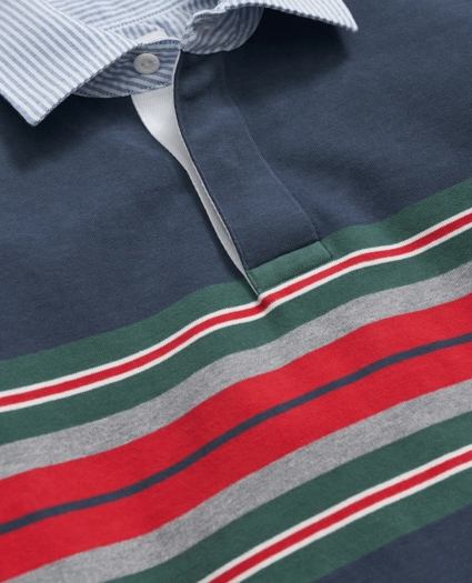 Rugby Shirt with Kangaroo Pocket in Garment-Washed Cotton, image 2