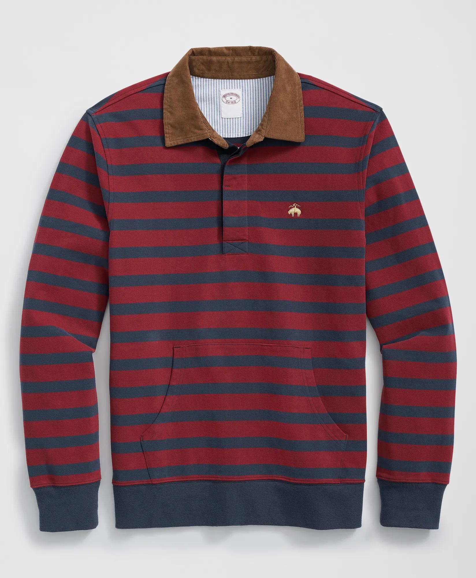 Rugby Shirt with Kangaroo Pocket in Garment-Washed Cotton, image 1
