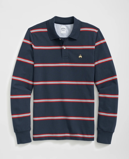 Golden Fleece® Multi Striped Long Sleeve Polo in Supima® Cotton, image 1