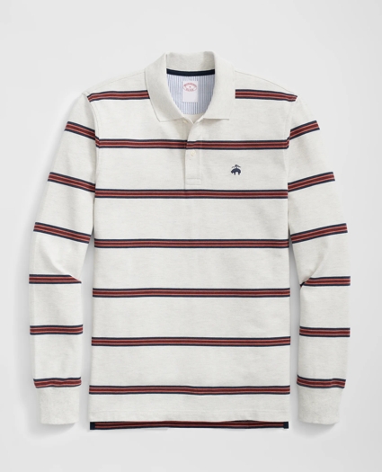Golden Fleece® Multi Striped Long Sleeve Polo in Supima® Cotton, image 1