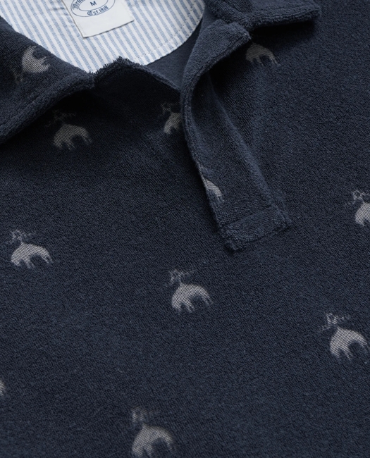Terry Cloth Jacquard Polo Shirt with Golden Fleece® Motif
