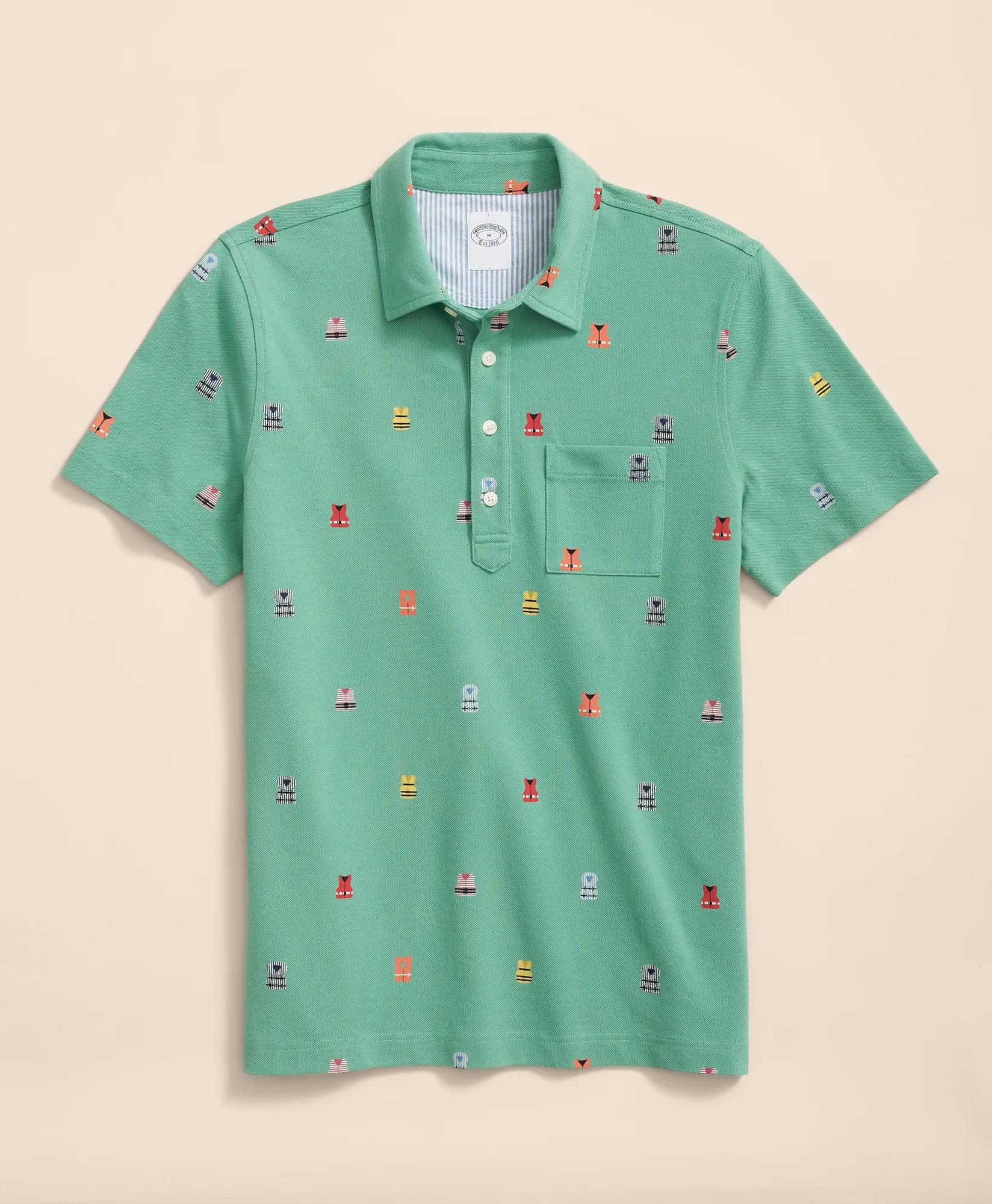 The Vintage Polo Shirt in Pique Life Jacket Print
