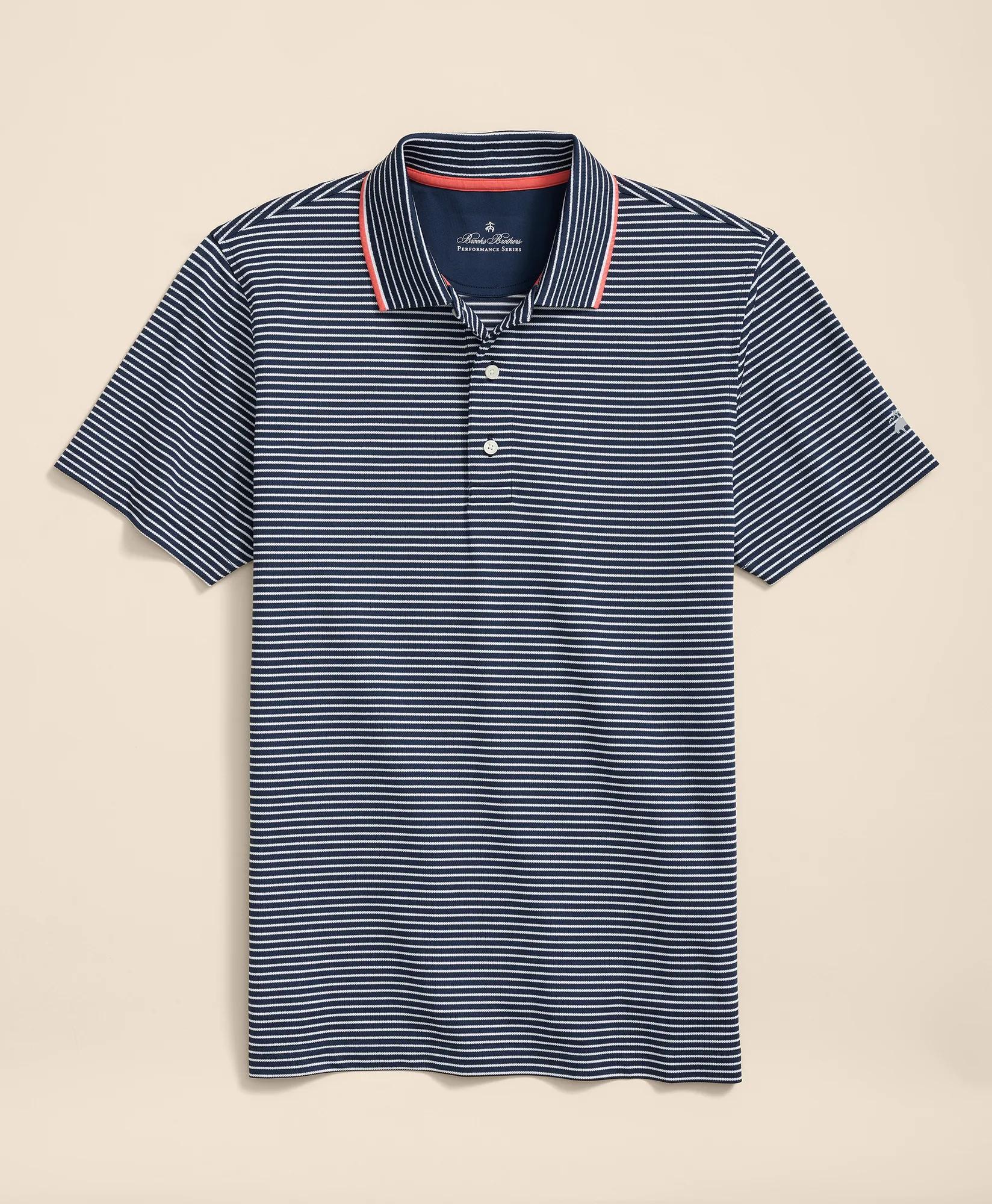 Performance Series Striped Pique Polo Shirt, image 1