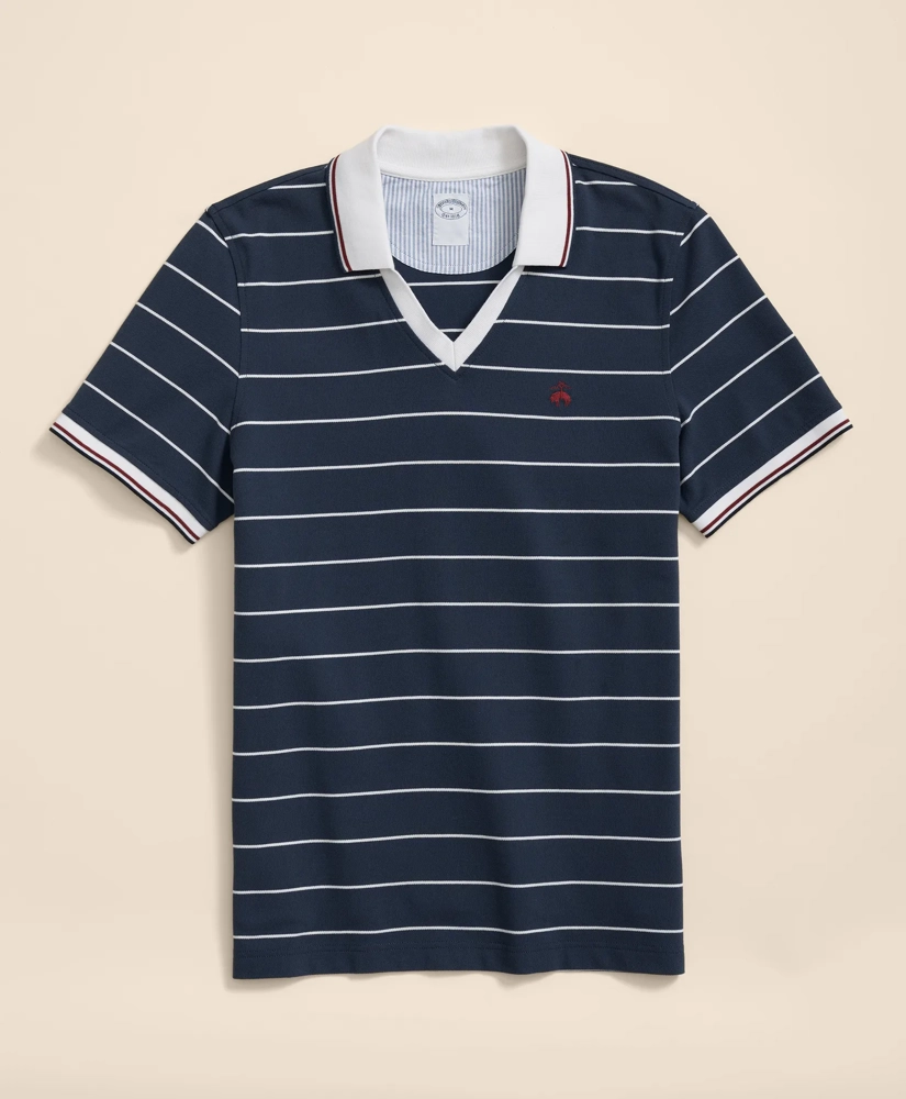 Supima® Cotton Johnny Collar Soccer Stripe Polo Shirt