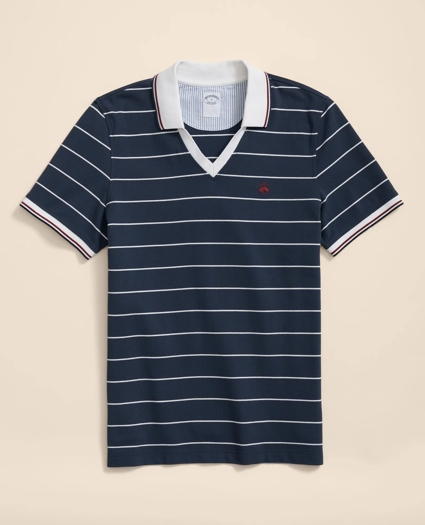 Supima® Cotton Johnny Collar Soccer Stripe Polo Shirt, image 1