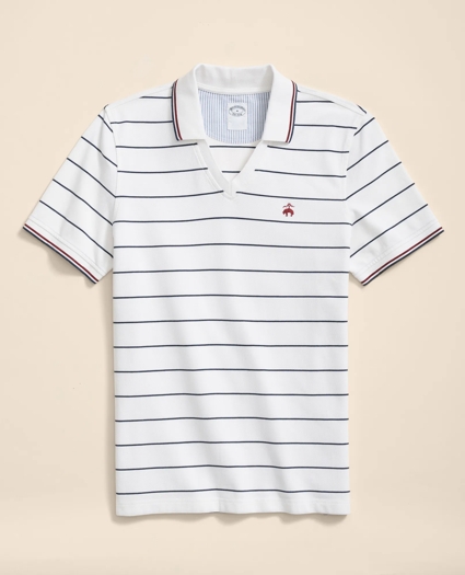 Supima® Cotton Johnny Collar Soccer Stripe Polo Shirt, image 1