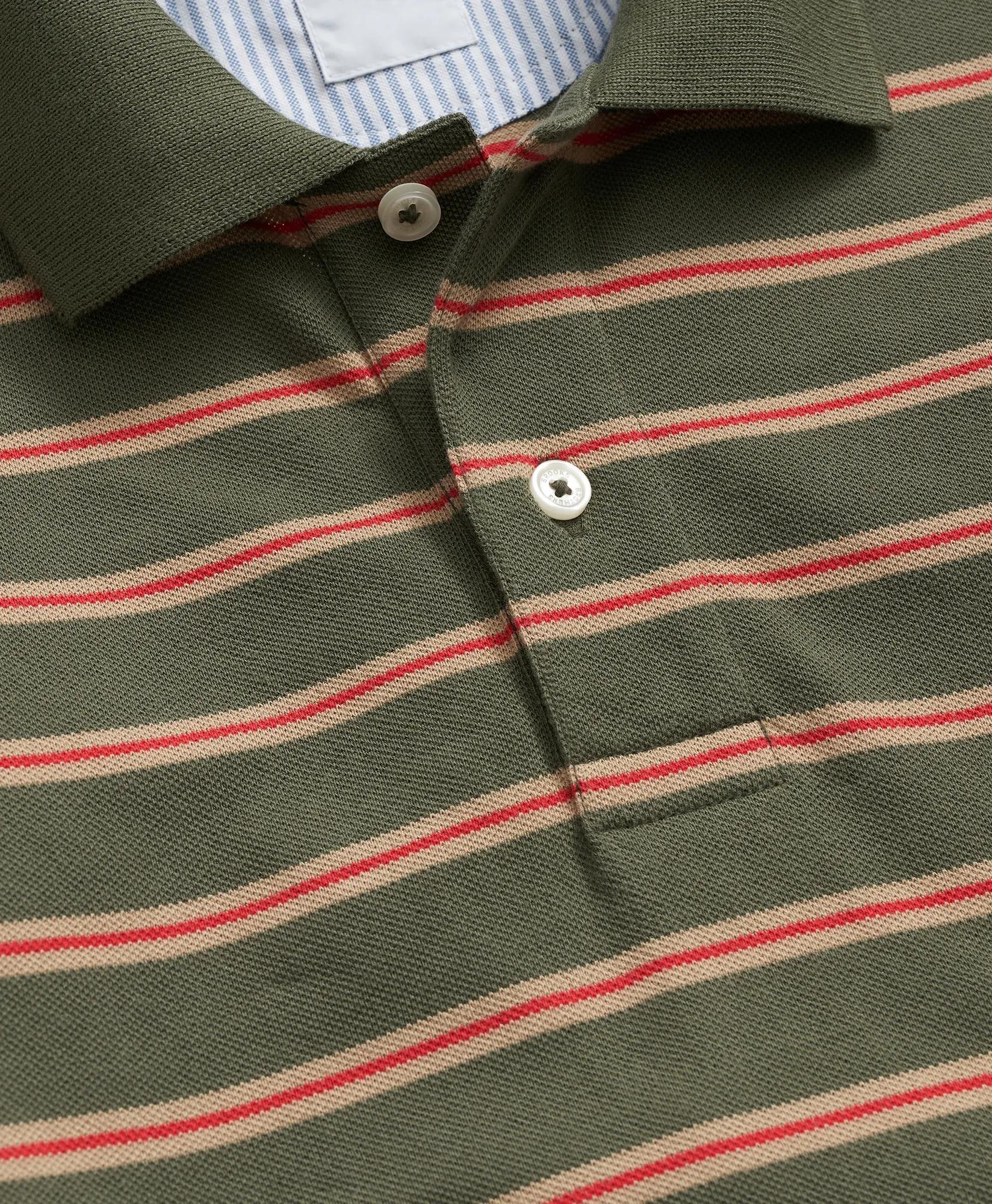 Golden Fleece® Stretch Supima® Long-Sleeve Striped Polo Shirt, image 2