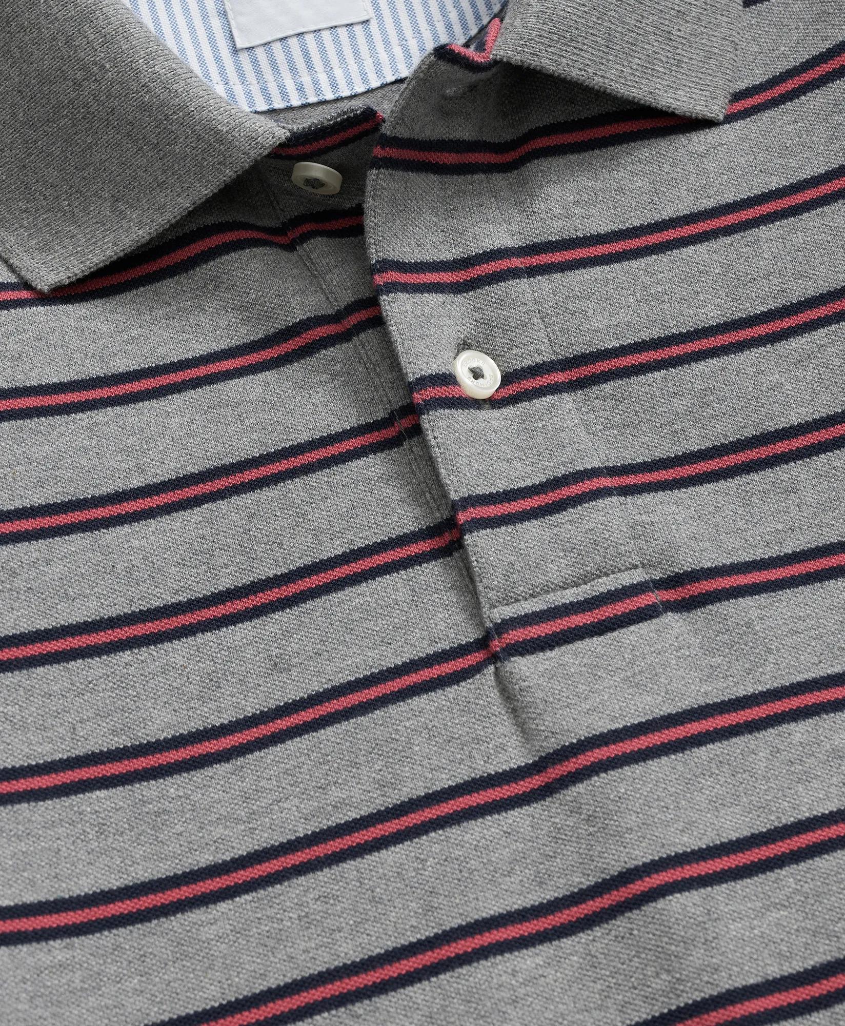 Golden Fleece® Stretch Supima® Long-Sleeve Striped Polo Shirt, image 2