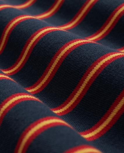 Golden Fleece® Stretch Supima® Long-Sleeve Striped Polo Shirt, image 3