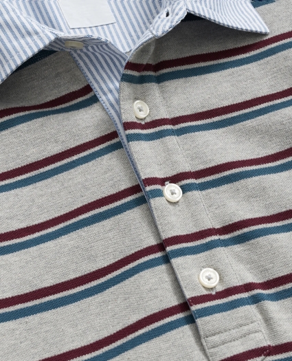 Golden Fleece® Stretch Supima® Long-Sleeve Oxford Collar Polo Shirt, image 2