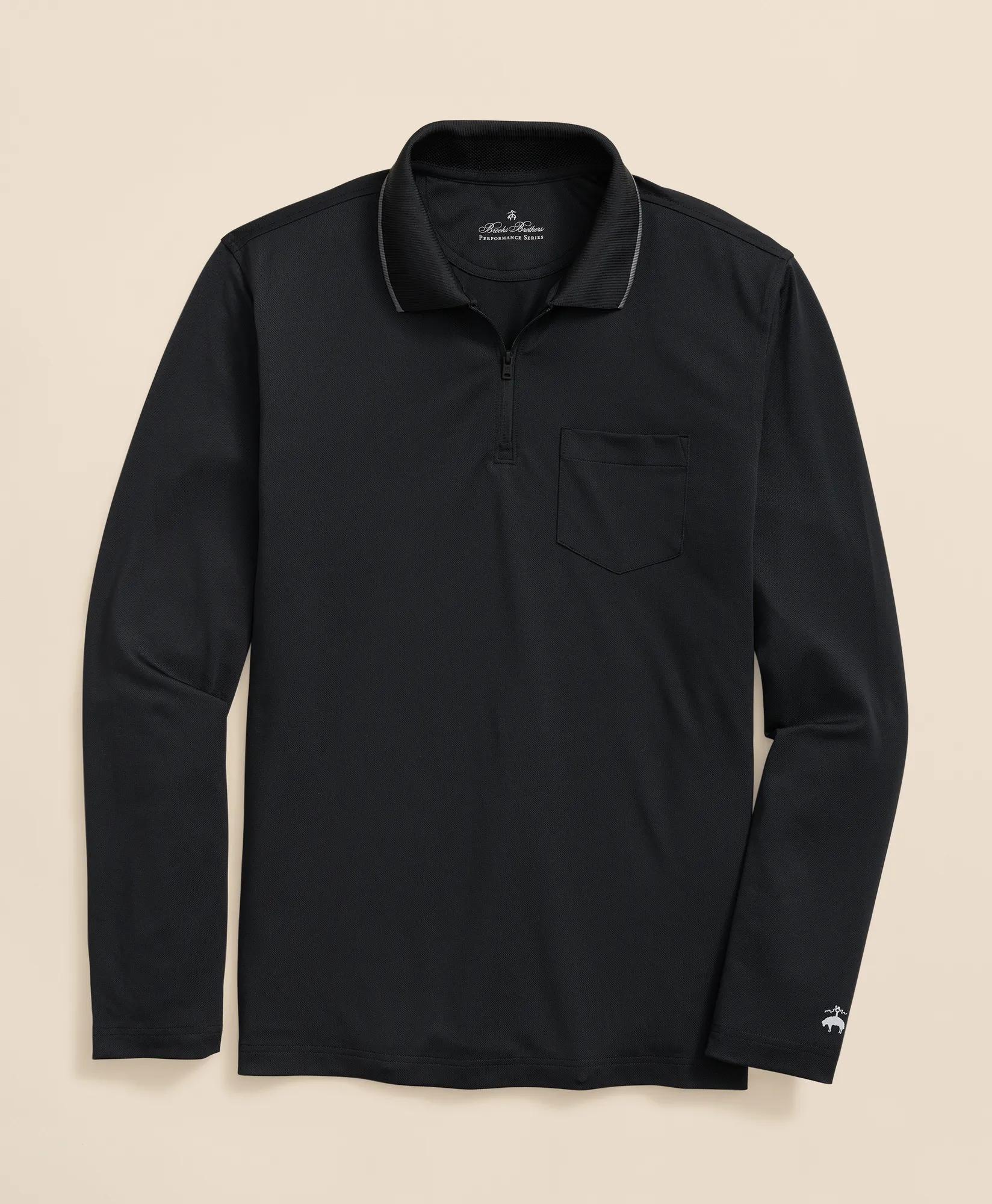 Performance Series Long-Sleeve Zip-Neck Polo Shirt, image 1