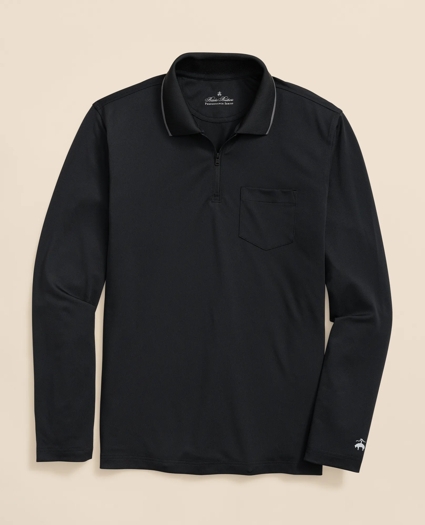 Performance Series Long-Sleeve Zip-Neck Polo Shirt, image 1