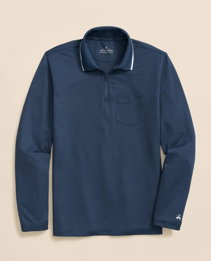 Performance Series Long-Sleeve Zip-Neck Polo Shirt, image 1
