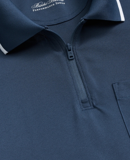 Performance Series Long-Sleeve Zip-Neck Polo Shirt, image 2