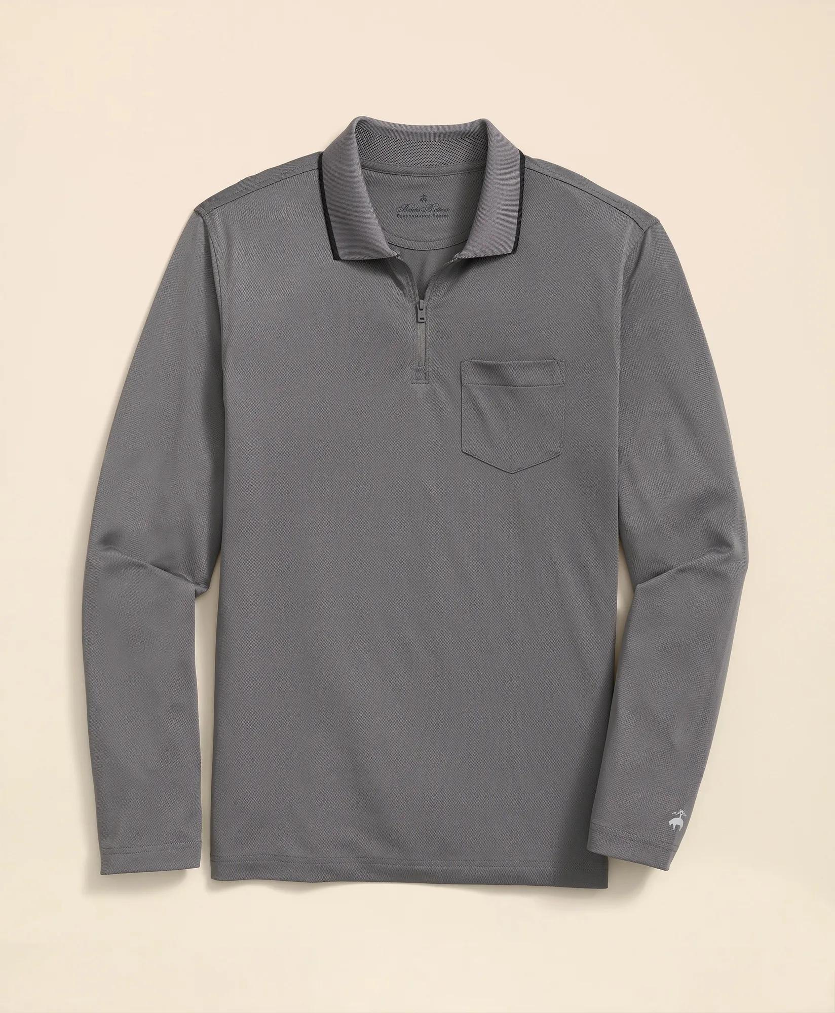 Performance Series Long-Sleeve Zip-Neck Polo Shirt, image 1