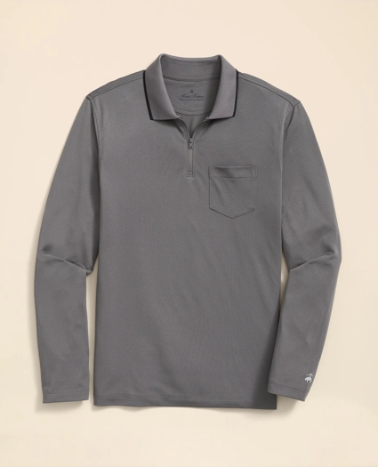 Performance Series Long-Sleeve Zip-Neck Polo Shirt, image 1