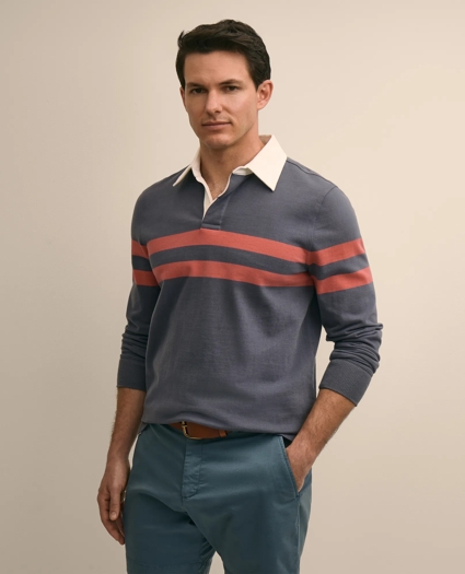 Cotton Classic Chest-Stripe Rugby Shirt, image 1