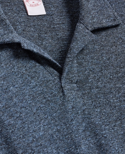 Cotton-Linen Pique Johnny Collar Shirt, image 2