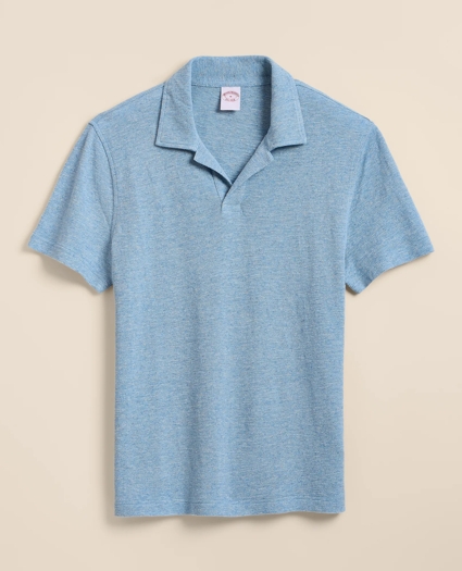 Cotton-Linen Pique Johnny Collar Shirt, image 3