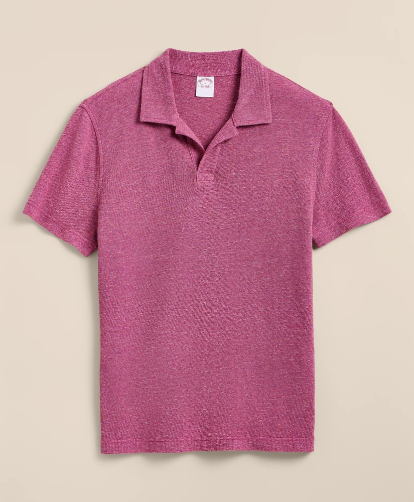 Cotton-Linen Pique Johnny Collar Shirt, image 3