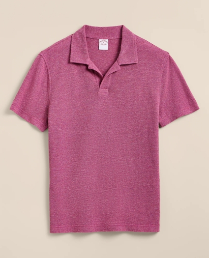 Cotton-Linen Pique Johnny Collar Shirt, image 3