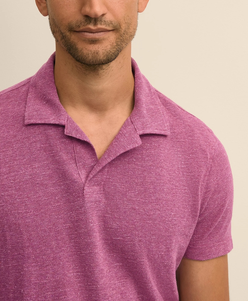 Cotton-Linen Pique Johnny Collar Shirt, image 4