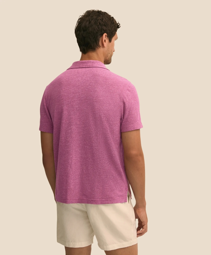 Cotton-Linen Pique Johnny Collar Shirt, image 5