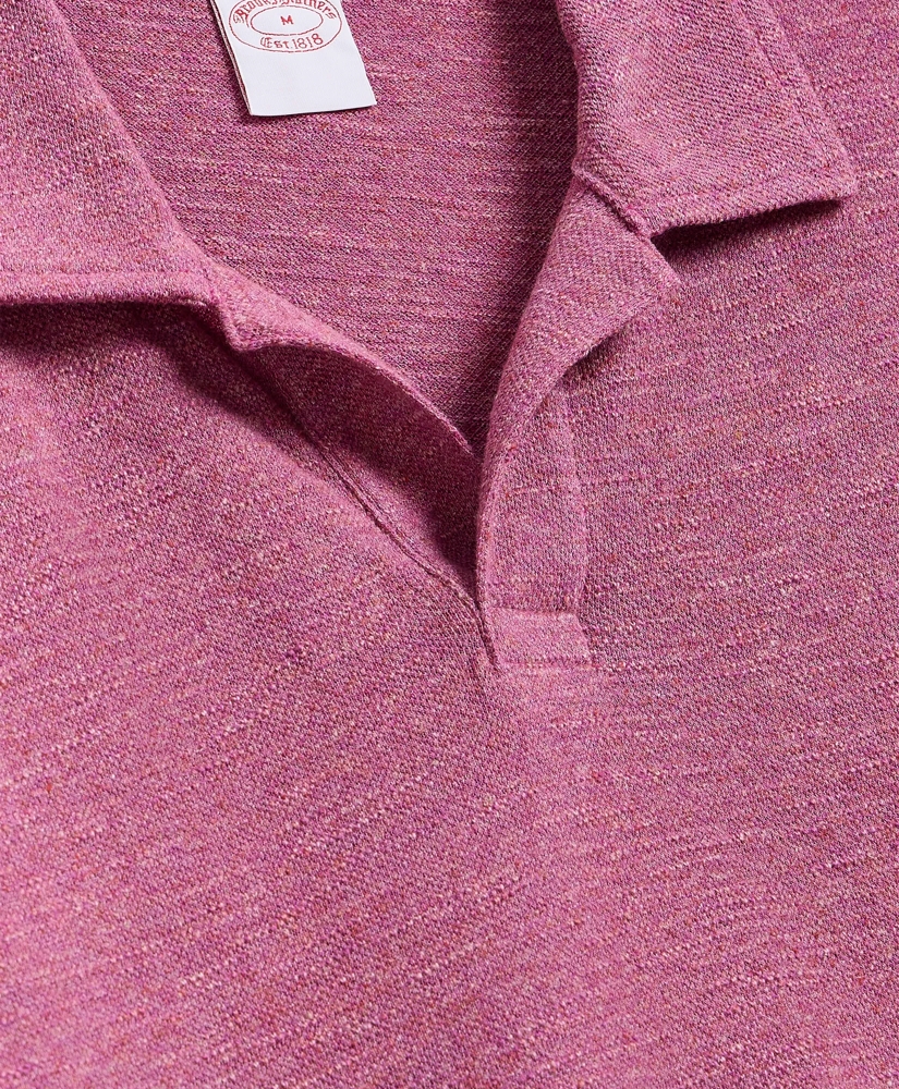 Cotton-Linen Pique Johnny Collar Shirt, image 6