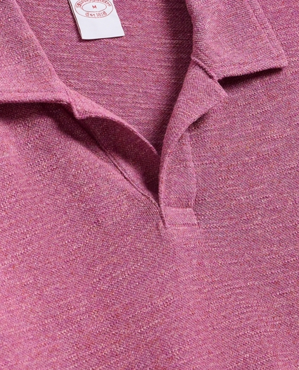 Cotton-Linen Pique Johnny Collar Shirt, image 6