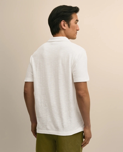 Cotton-Linen Pique Johnny Collar Shirt, image 3
