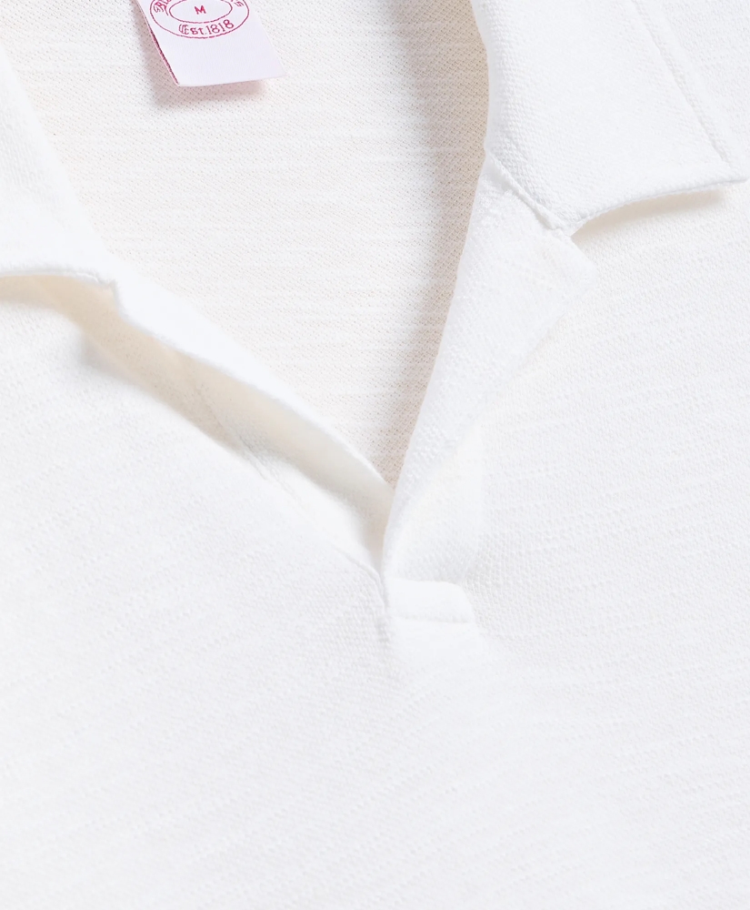 Cotton-Linen Pique Johnny Collar Shirt, image 5