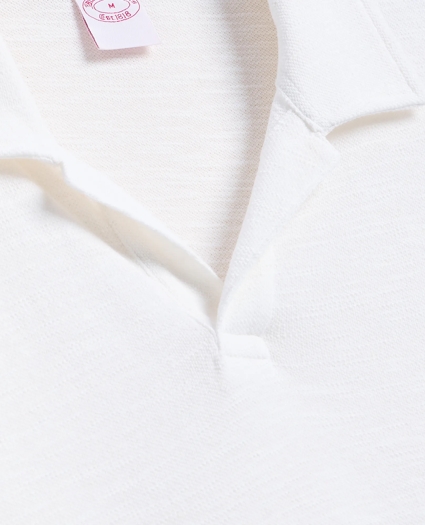 Cotton-Linen Pique Johnny Collar Shirt, image 5