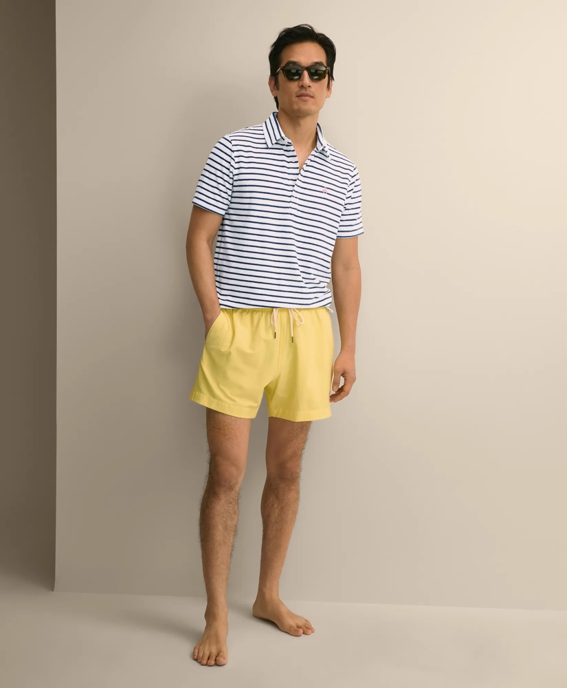 Cotton Blend Terry Cloth Stripe Polo Shirt, image 2