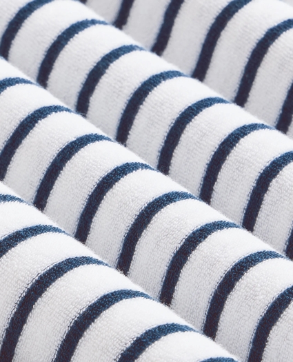 Cotton Blend Terry Cloth Stripe Polo Shirt, image 3