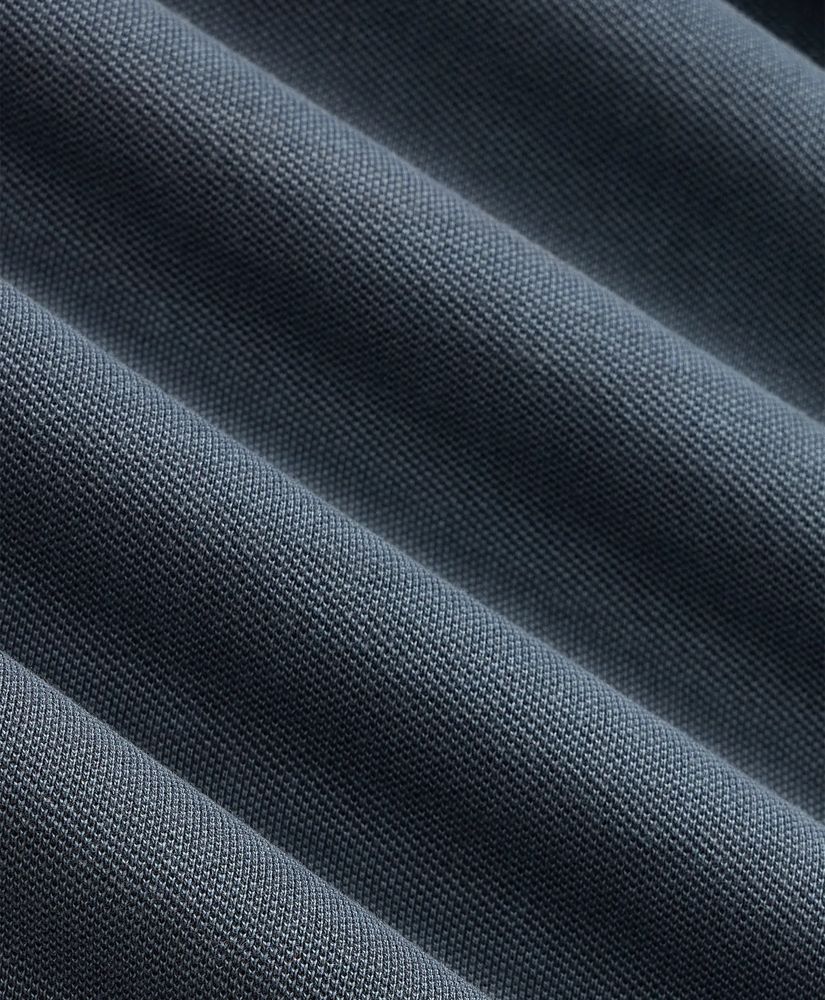 Cotton Pique Garment-Dyed Johnny Collar Polo Shirt, image 3