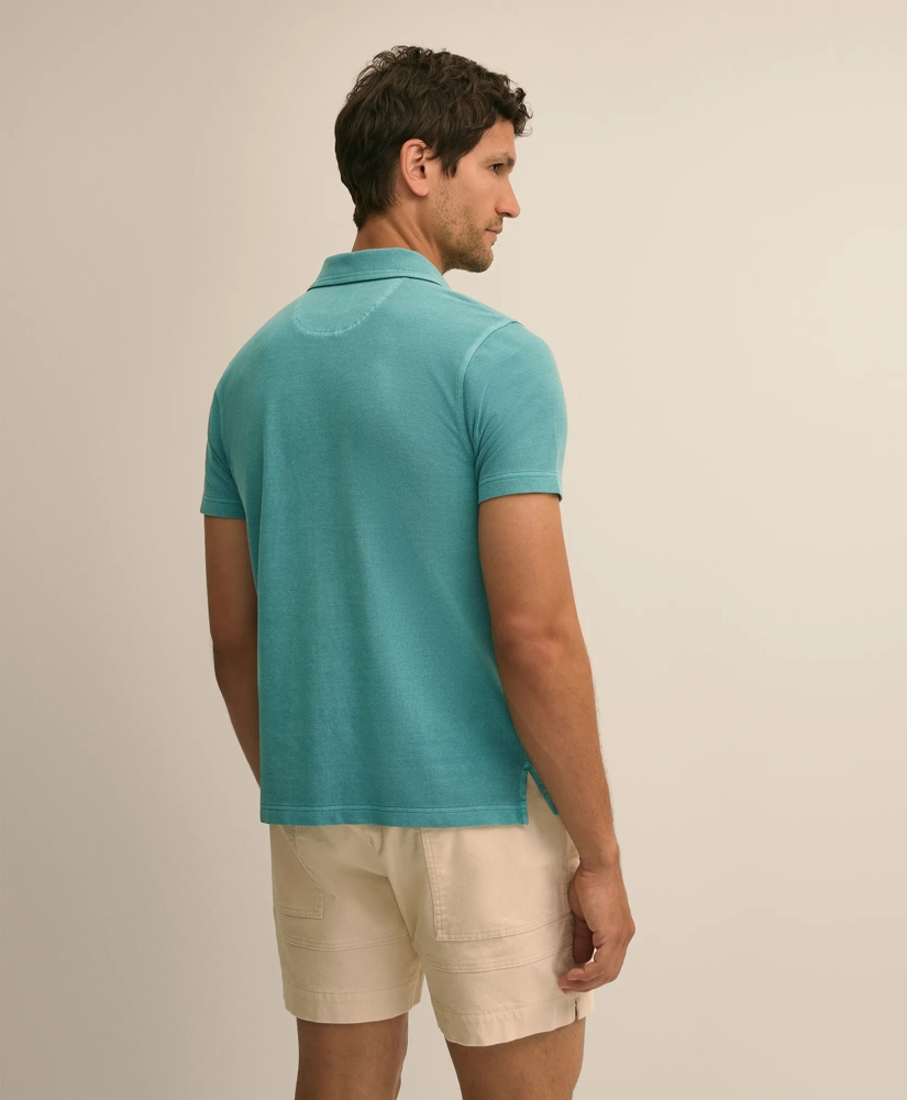 Cotton Pique Garment-Dyed Johnny Collar Polo Shirt, image 4
