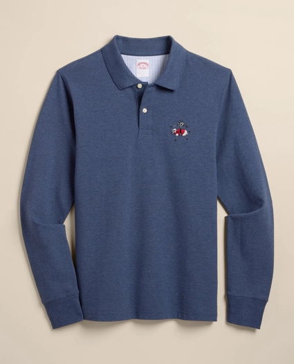 Golden Fleece&reg; Stretch Supima&reg; Cotton Long-Sleeve Henry Polo Shirt, image 1