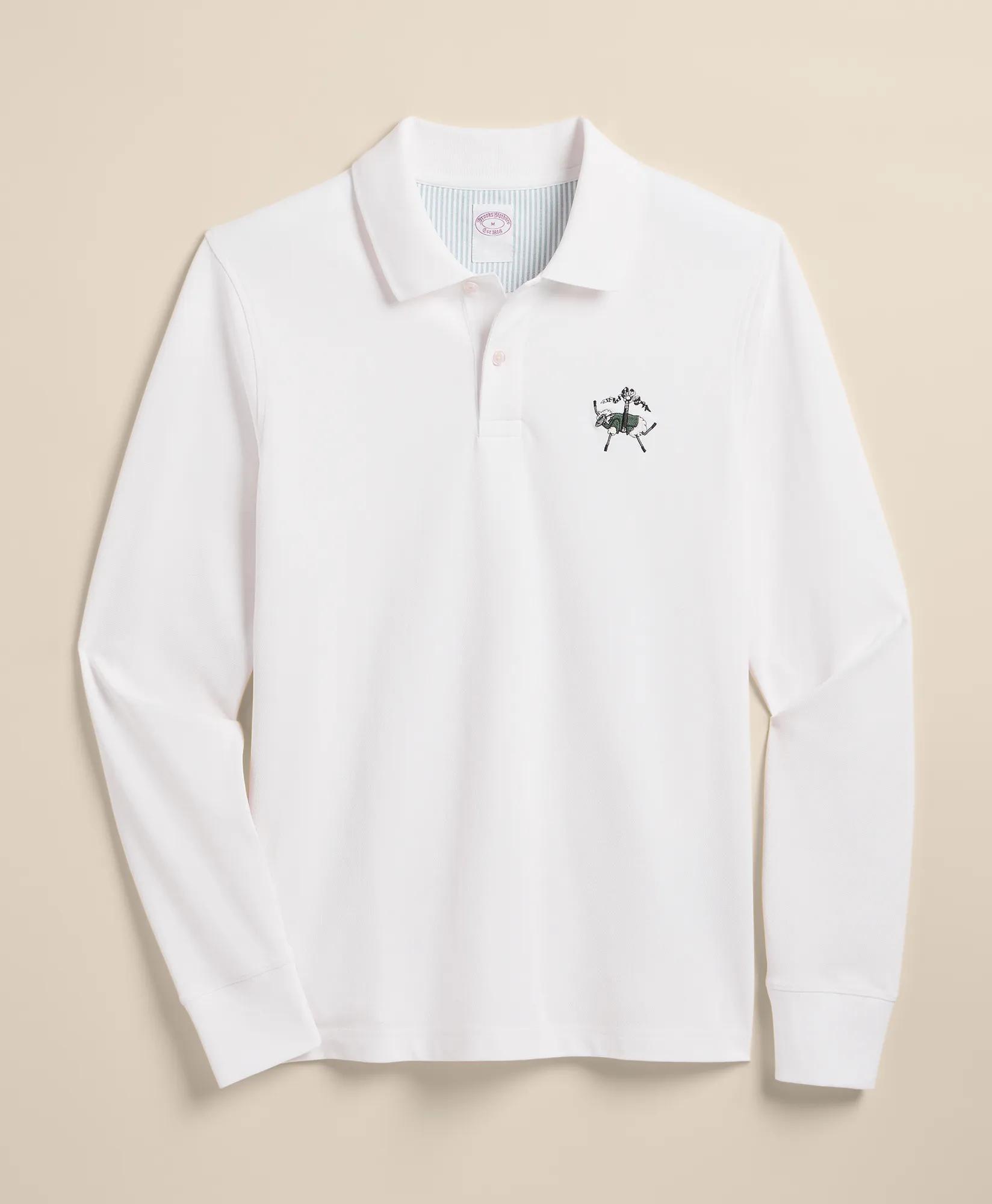 Golden Fleece&reg; Stretch Supima&reg; Cotton Long-Sleeve Henry Polo Shirt, image 1