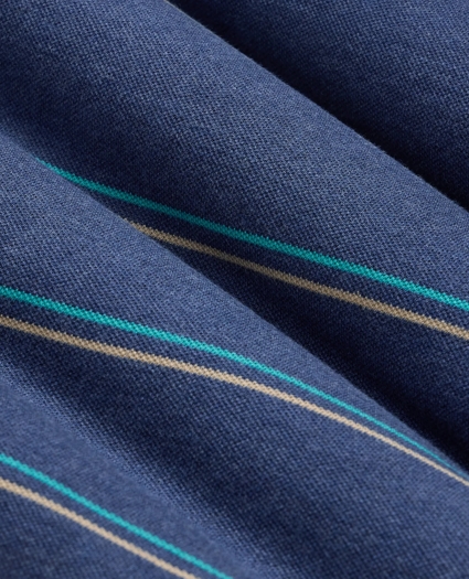 Supima&reg; Cotton Pique Woven-Collar Striped Vintage Polo Shirt, image 6