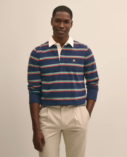 Cotton Dual-Color Striped Rugby Shirt, image 1