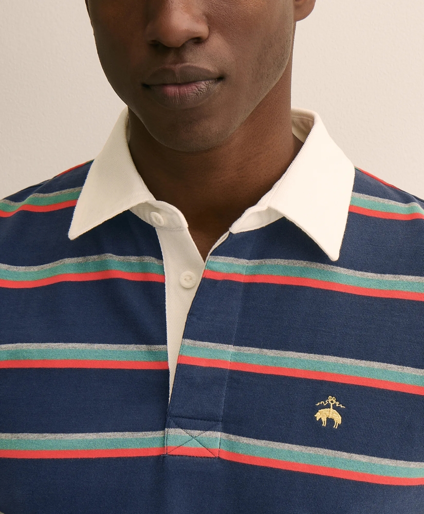 Cotton Dual-Color Striped Rugby Shirt, image 2