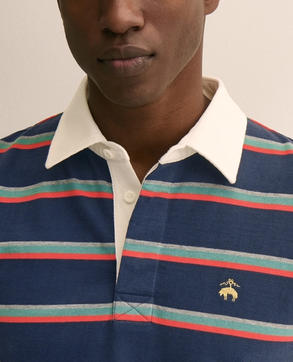 Cotton Dual-Color Striped Rugby Shirt, image 2