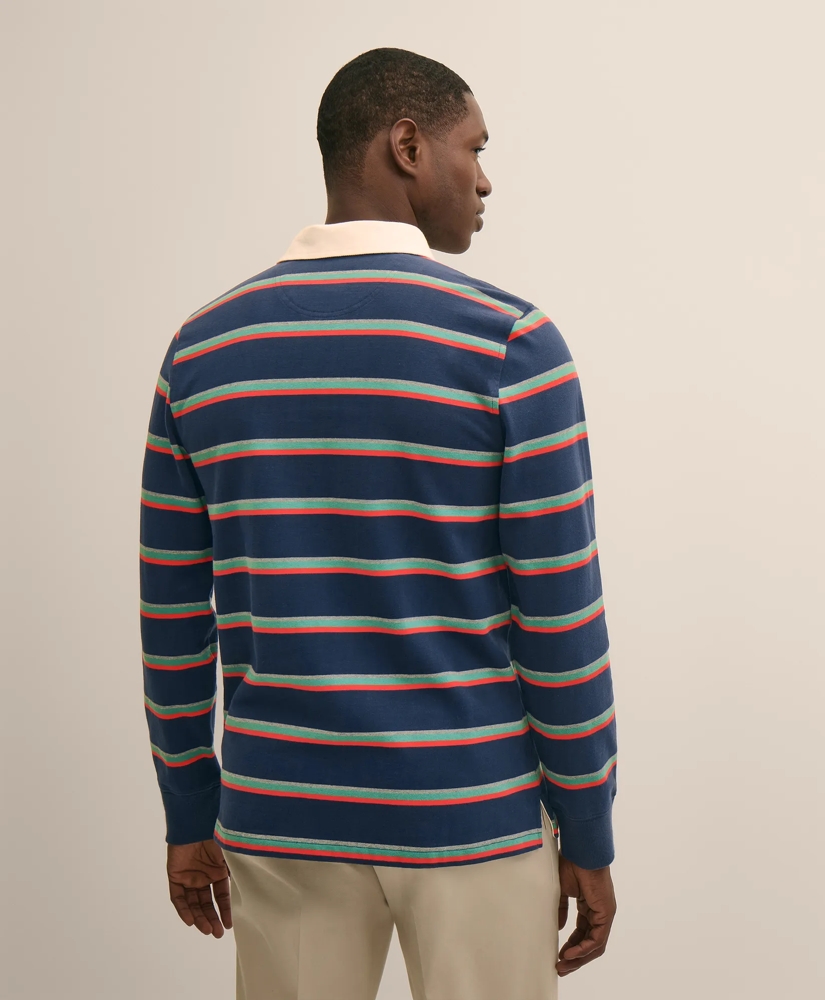 Cotton Dual-Color Striped Rugby Shirt, image 3