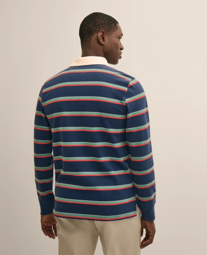 Cotton Dual-Color Striped Rugby Shirt, image 3