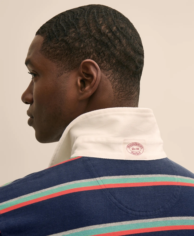 Cotton Dual-Color Striped Rugby Shirt, image 4
