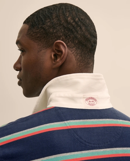 Cotton Dual-Color Striped Rugby Shirt, image 4