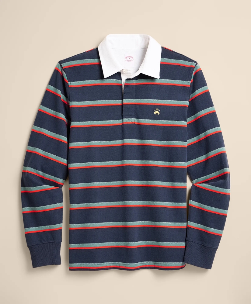Cotton Dual-Color Striped Rugby Shirt, image 5