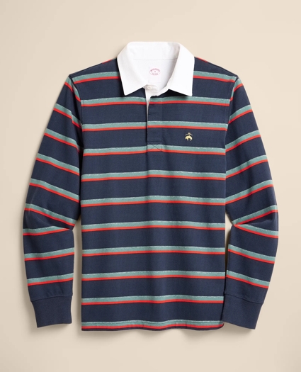 Cotton Dual-Color Striped Rugby Shirt, image 5